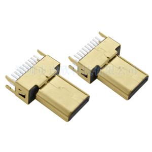 HDMI DM 公头19+1夹板式(0.7MM）10.0短款